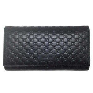 GUCCI Micro Guccissima Bifold Long Wallet Black Leather